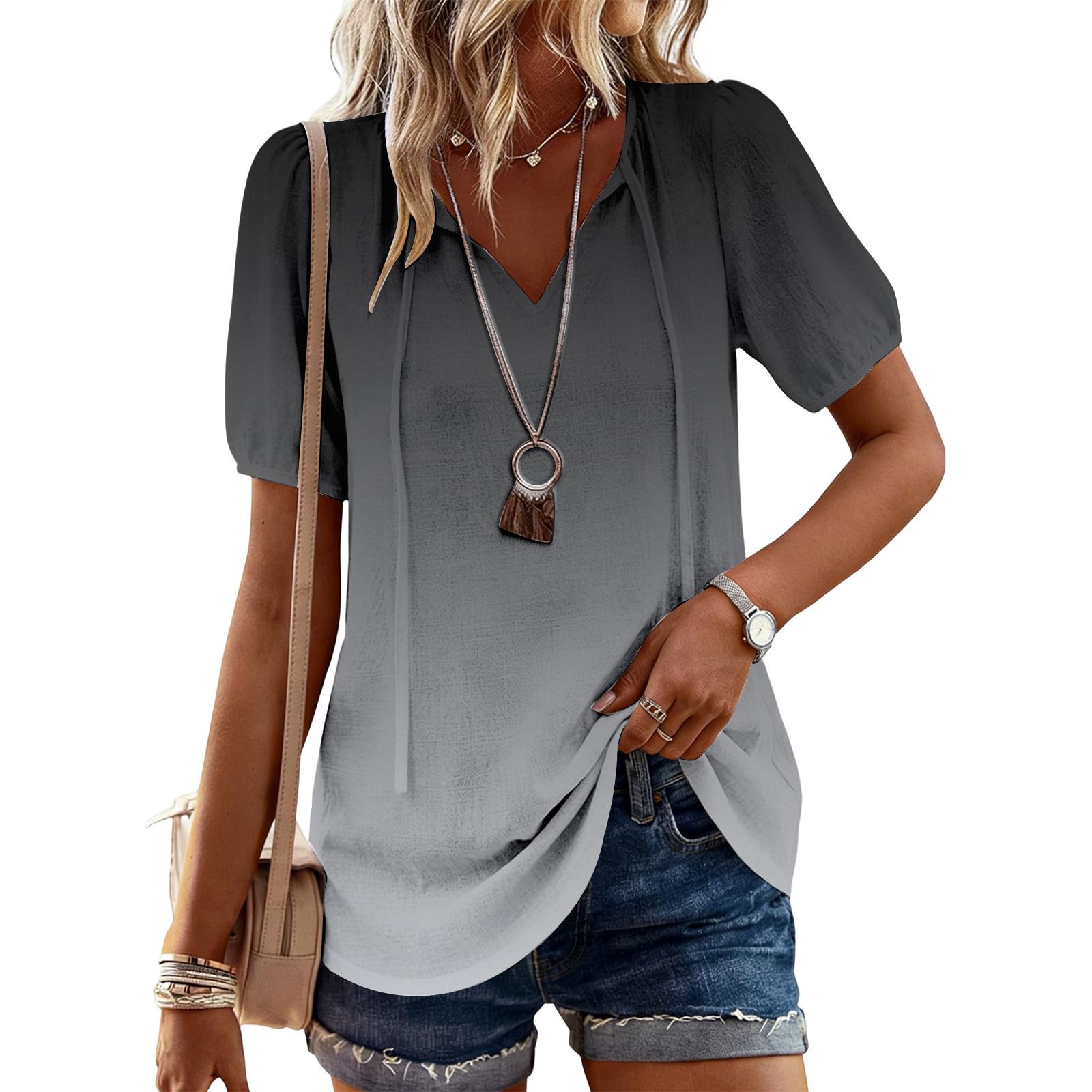 

Women s Fashion Casual Gradient Print Top XL