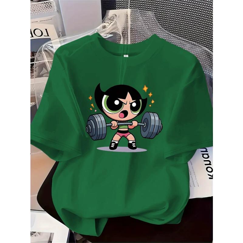 Simple prints, letters, cartoons, women's tops, casual and fashionable round-neck T-shirts, commuting style, comfortable and versatile