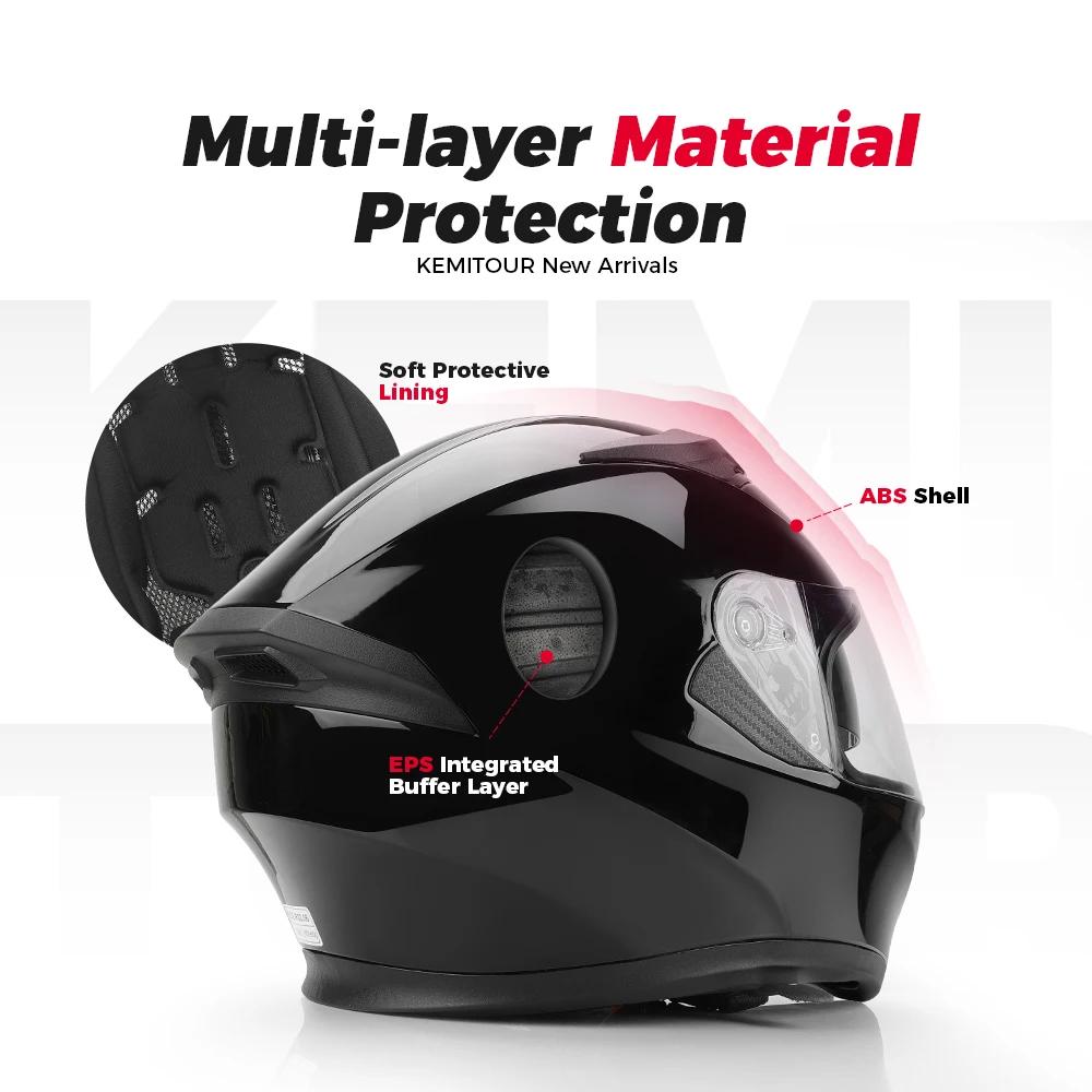 KEMITOUR Motorcycle Helmet ECE Racing Motocross Helmets Full Face Helmet Moto Adult Motorbike Street Touring Casco Capacete