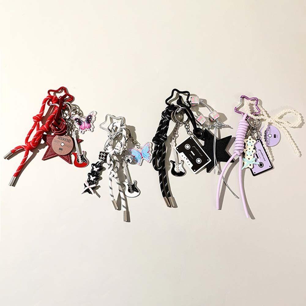 Music Guitar Shape Korean Ins Keychain Bag Hanging Spice Girls Keyring  Student
