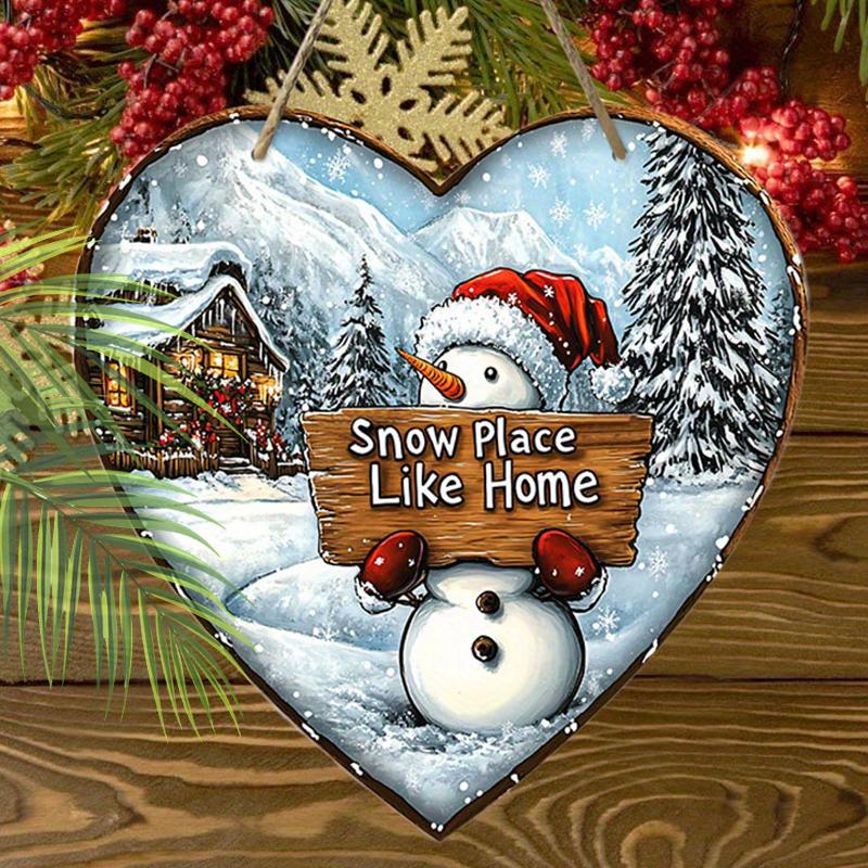 Christmas Decoration Sign,indoor Hanging decorations,2D Flat Wooden Products with Snowman pattern,Christmas Gifts for Friends and Family