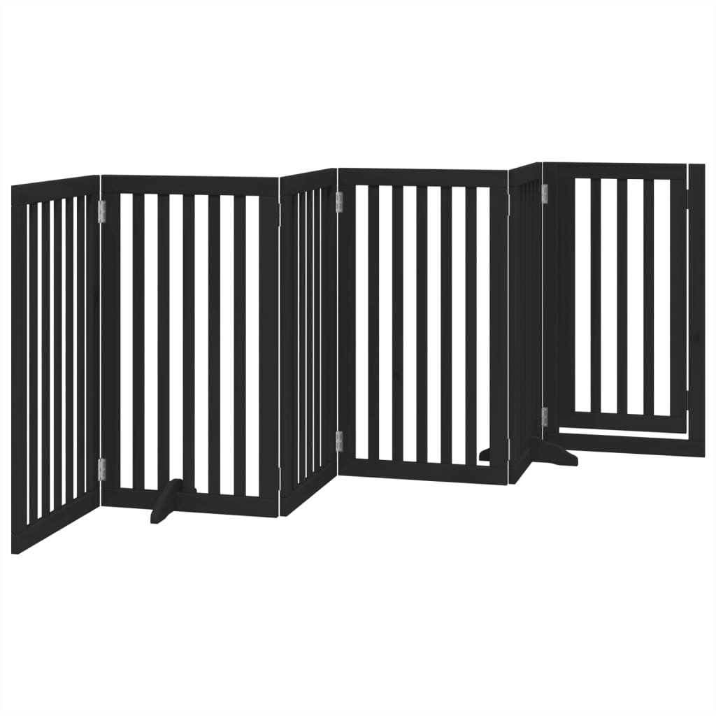 Vidaxl Foldable Dog Gate, With Door, 6 Panels, Black, 300 Cm