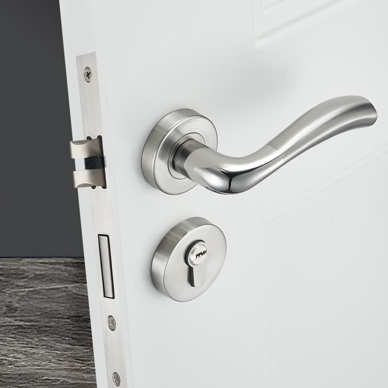 304 Stainless Steel Bedroom Silent Handle Lock, Indoor Split Wooden Door Lock