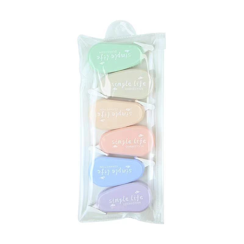 6pcs Correction with Morandi Mini Cute Transparent Correction Set Creative Portable Paint