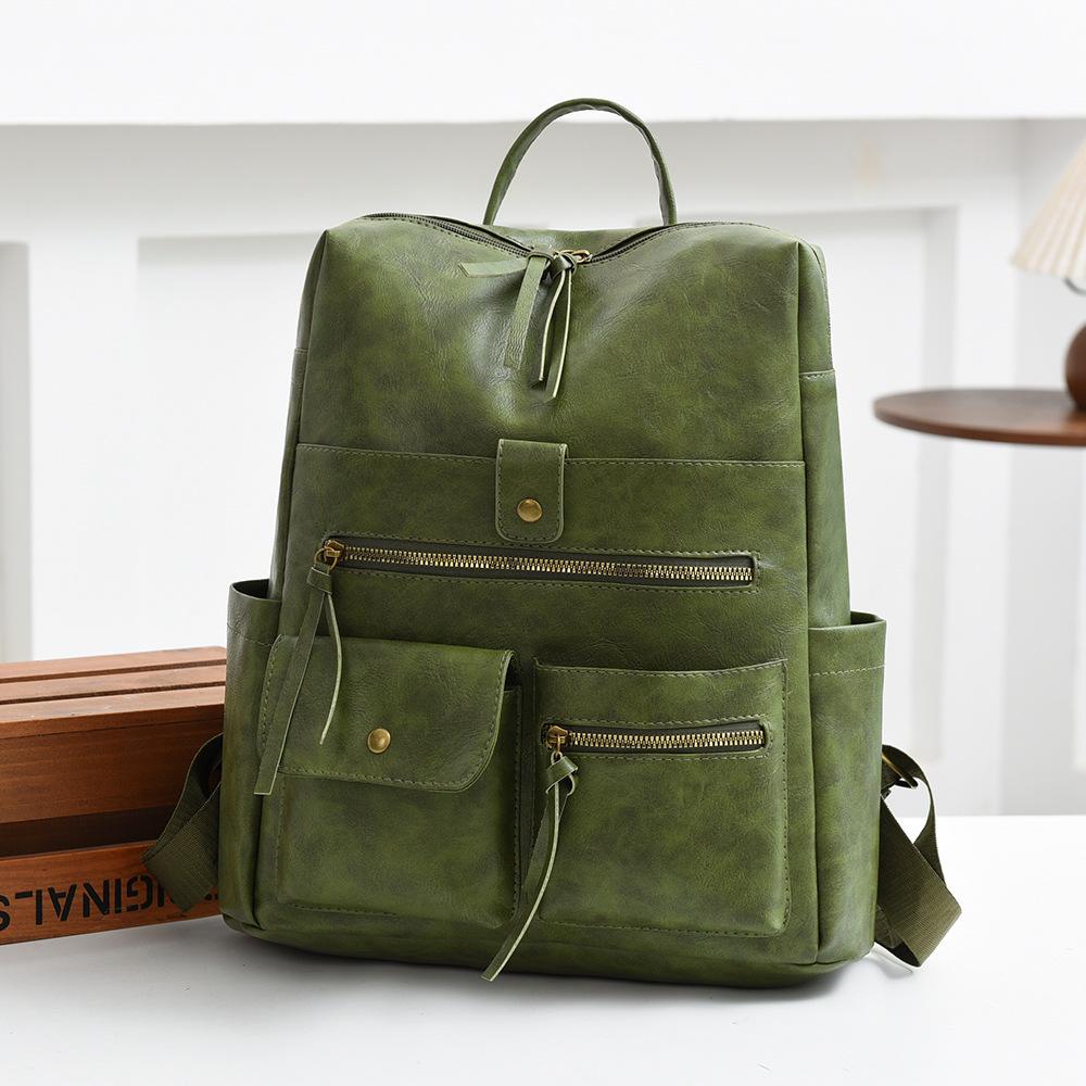 Schoolbag Women's Backpack Multi-pocket 1011 New PU Business Bag Commuter Multifunctional Backpack Portable Oblique Span Bag