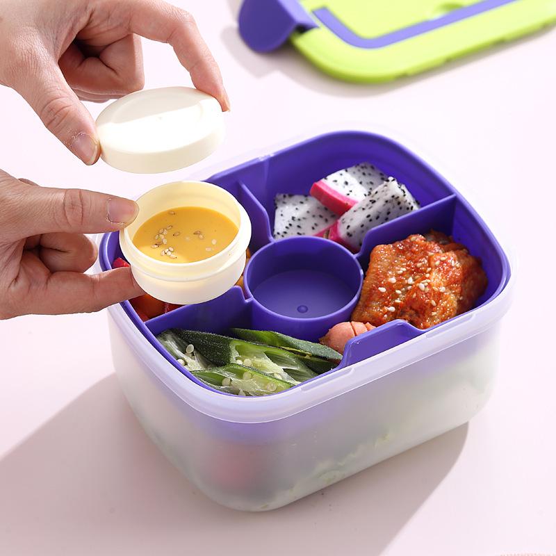 Portable Microwave-Ready Bento Box with Compartments for Students - Fresh-Keeping Salad & Snack Container
