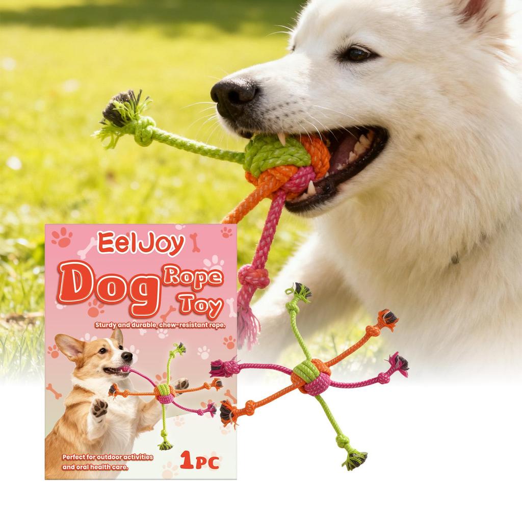 EELJOY Durable Dog Rope Knot Toy for Chewing and Interactive Play