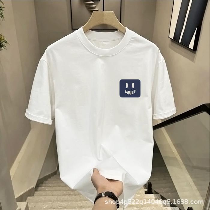 American Printed Cotton Short-Sleeved T-Shirt Men'S Loose Round Neck Short-Sleeved Couple'S Casual Versatile Half-Sleeved Bottoming Shirt