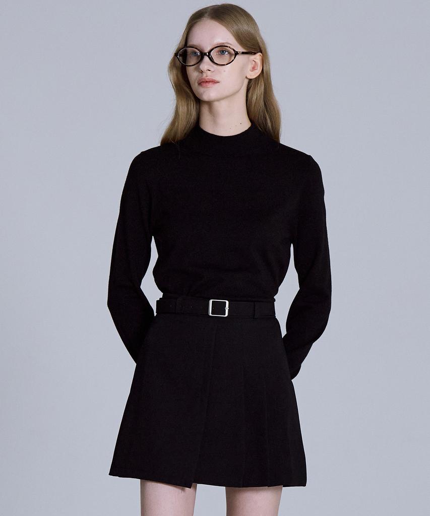 BASIC HOUSE Women'S High-Neck Long-Sleeve Sweater Black Lykt7202
