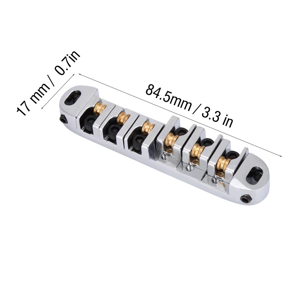 1 Set Ponte Sella a Rulli in Lega Parte di Ricambio per Chitarra Elettrica 6 Corde Stile LP(Argento)