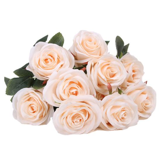 Faux Flower Realistic Looking Eye-catching Practical Good 10 Heads Wedding Party Faux Bouquet Decoration for Dorm