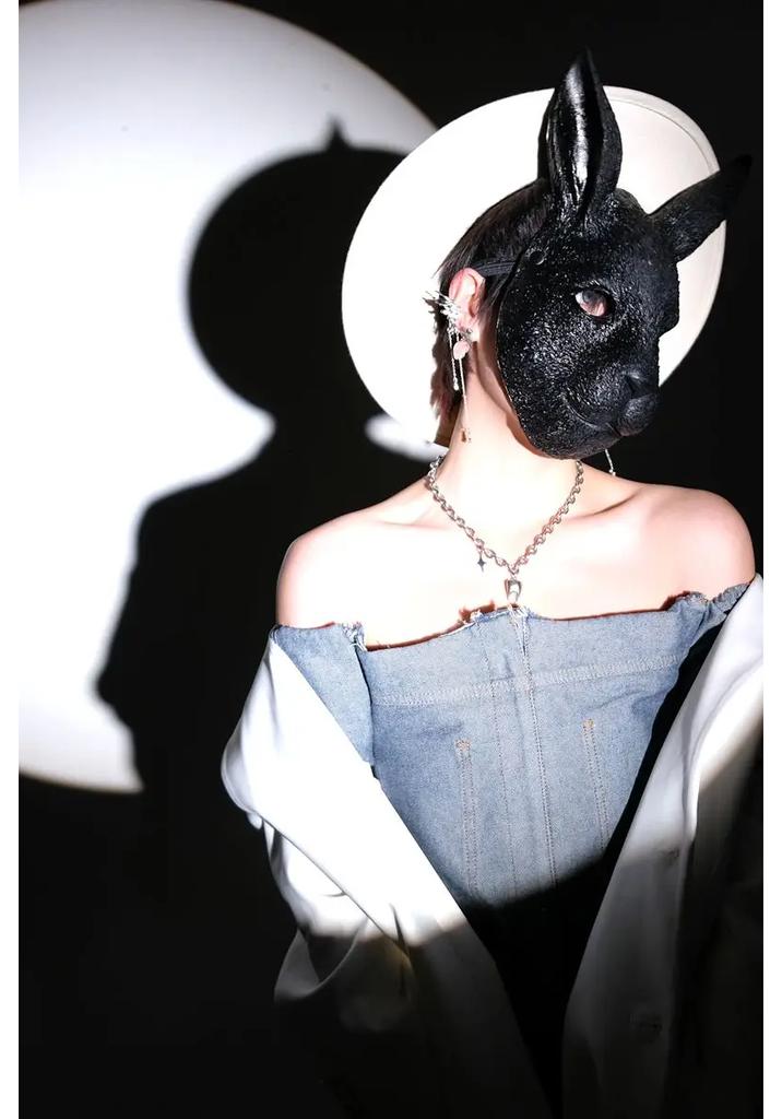Cosplay Bunny Mask Half Face Animal White Rabbit Mask Punk Cosplay Anime Purim Easter Carnival Party Masquerade Mardi Gras Mask
