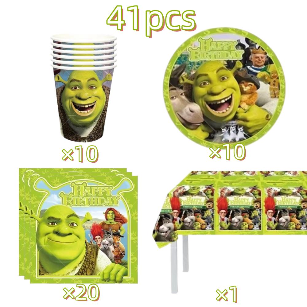 Monster Shrek Birthday Party Decoration Prince Donkey Green Princess Balloons Cup Plate For Kids Baby Shower Party Favor Gifts