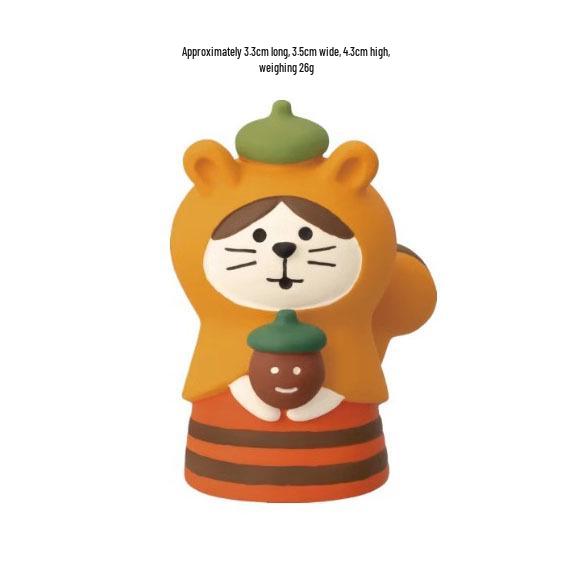 ZAKKA Autumn Harvest Japanese Cat Resin Figurine - Trendy Oak Tree Blind Box Ornament