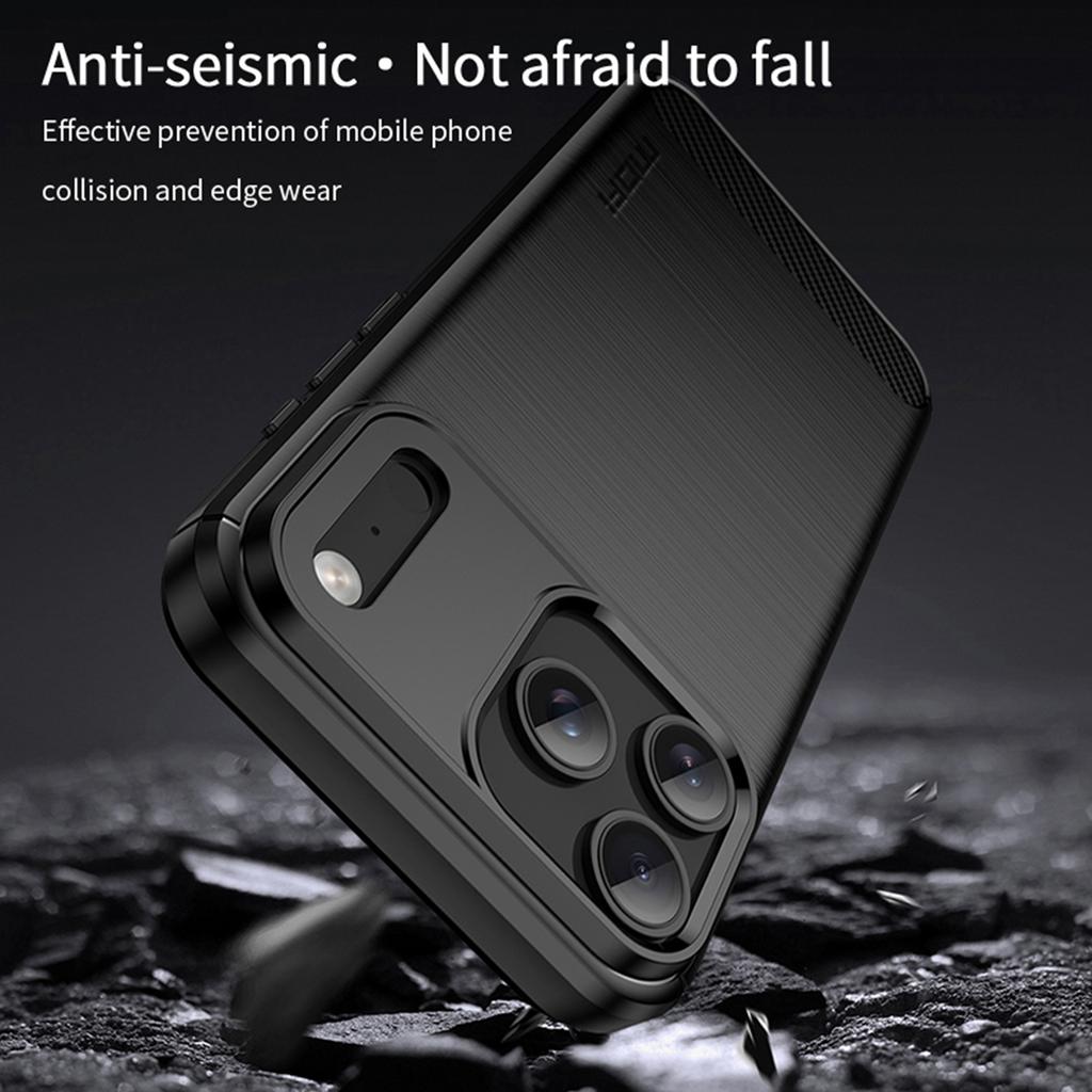 For iPhone 17 Pro Max Back Cover MOFI Brushed Texture Carbon Fiber Soft TPU Case