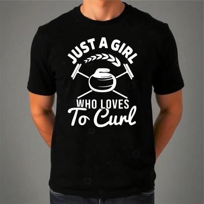 Solo Una Ragazza Che Ama Il Curling T-shirt, Regalo per Appassionati di Curling Maglietta Grafica Top