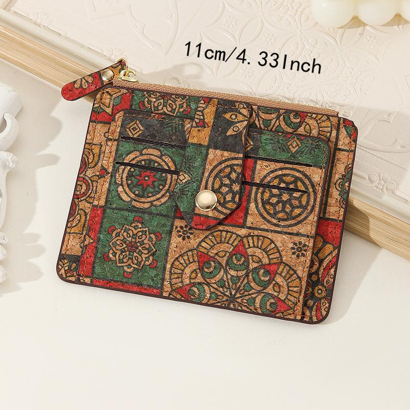 Retro Exquisite Multi-card Card Bag Portuguese Cork Ultra-thin and Ultra-light Zipper Small Wallet Change Bag