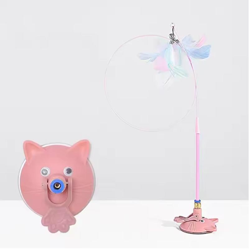 Pet Toy Teasing Cat Stick Feathers Wand With Bell Interactive Toys Kitten Playing Suction Cup Toy Play With Cat Pet Accesorios