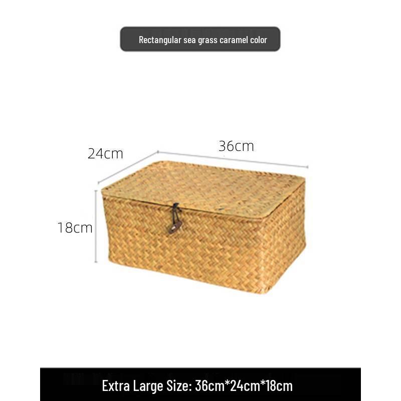 Japanese Style Bamboo Woven Storage Box with Lid - Haili Rattan Souvenir Basket