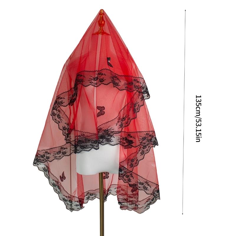 Dunkle Serie Hochzeits Schleier mit Spitze Besatz Blumendesign Brautparty Schleier für Maskerade Party und Punk Themen Veranstaltung