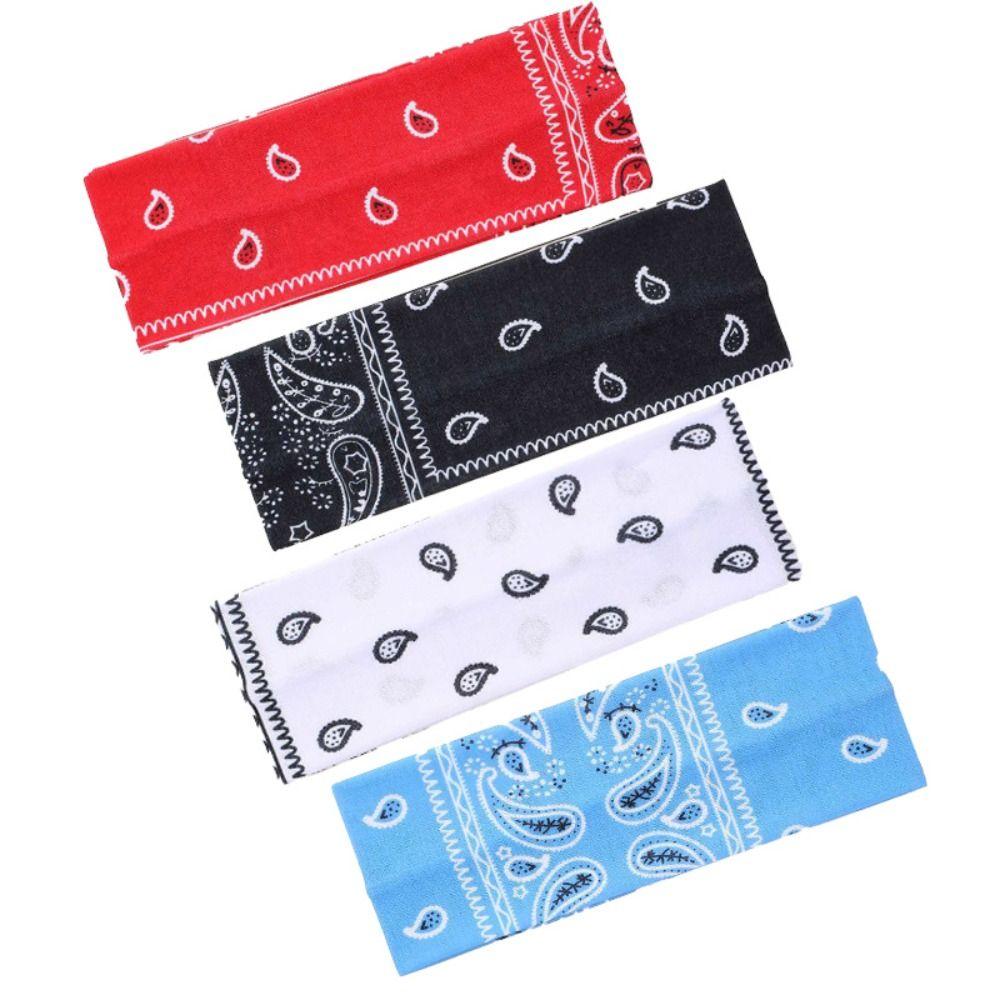 Flower Printed Hair Band Sweat-absorbing Sports Cross Headband Boho Style Wide Hairband