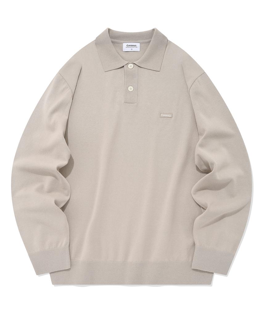 COVERNAT Basic Collared Knit Beige