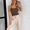 Dame Sommer Slim Camisole Vest Ribbete strikkede seler U-hals Innvendig Slank Bunnskjorte Allsidig Kort indre Tank Top Ensfarget