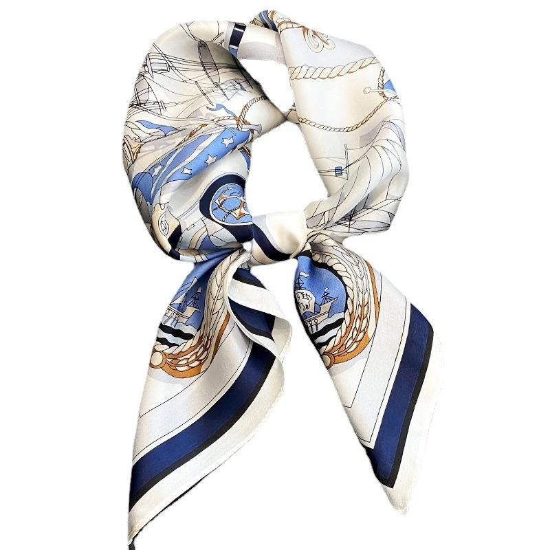 Temperament Silk Silk Scarf Small Square Scarf Gift Mulberry Silk Silk Scarf Spring and Autumn White Small Scarf Suit Decoration