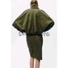 Spring New Suede Texture Mid Waist Midi Dress 4344156 Pilot Jacket Outwear 4344155