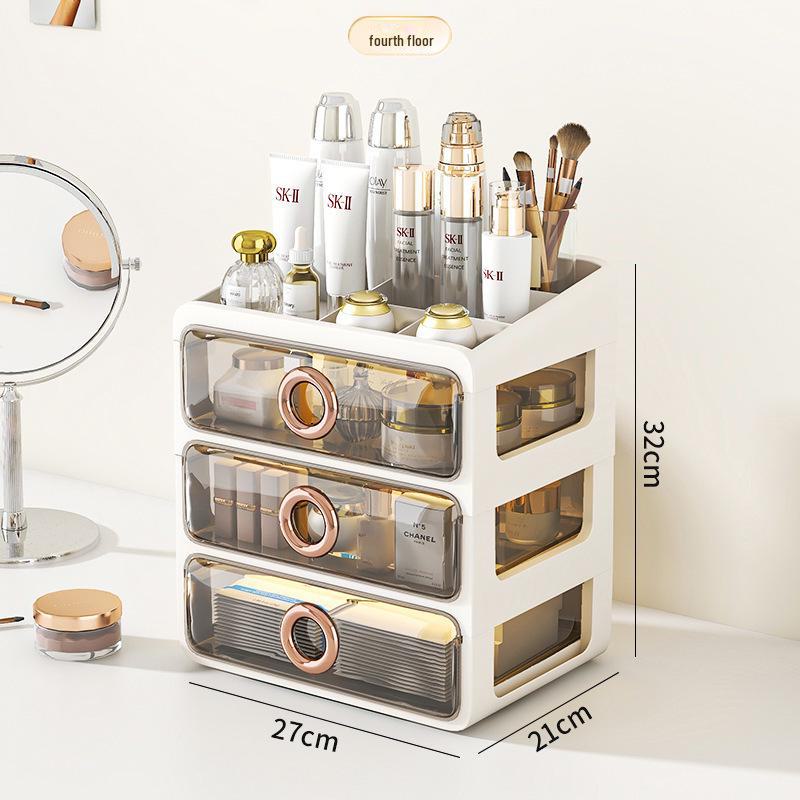 

Пылезащитный прозрачный акриловый ящик для хранения косметики - большой емкости настольный органайзер для средств по уходу за кожей