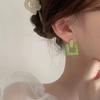 Summer small fresh green square earrings, annual temperament design, sensual stud earrings, earrings