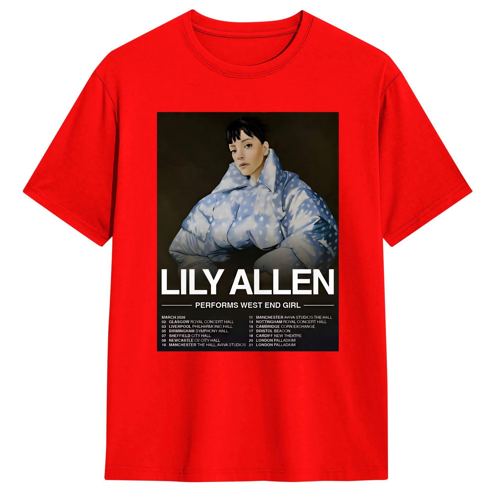 

Lily Allen West End Girl Tour 2026 TShirt Hippie T Shirts Short Sleeve Y2K Casual Tshirt Summer Cotton 4XL 5XL 6XL Clothes S