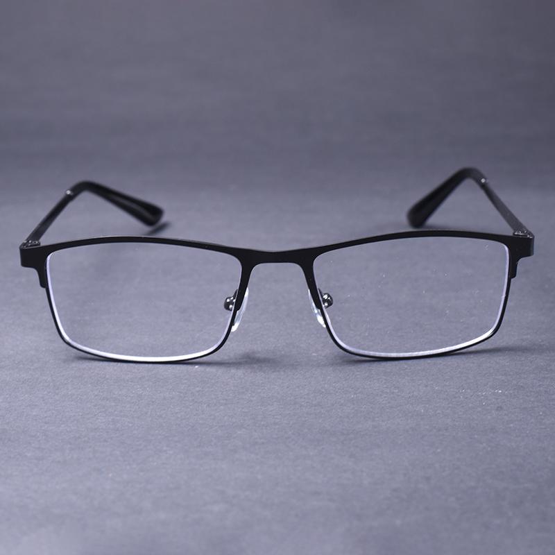 Black Frame Square Anti Blue Light Reading Glasses Men Business Metal Frame Farsighted Vintage Eyeglasses Readers+125+175