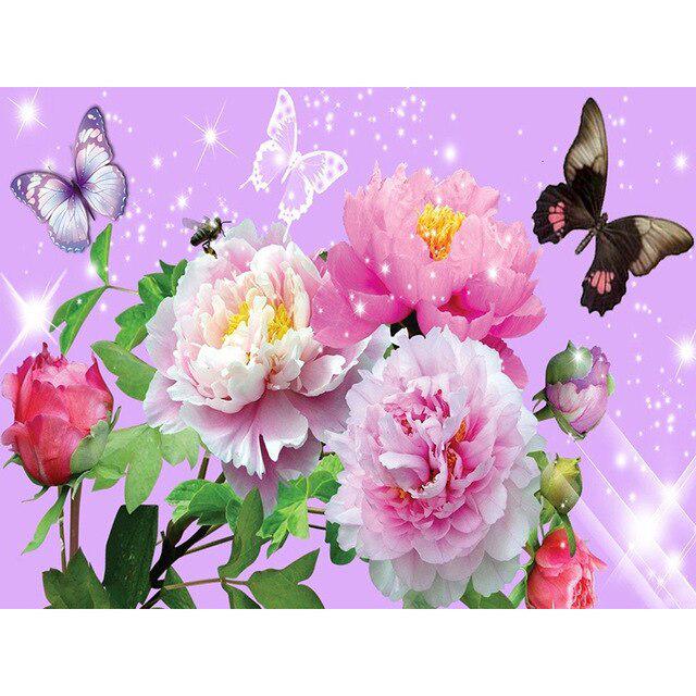 DIY 5D Diamant Malerei Schmetterling Blume voller runder Strass Tier Mosaik Kreuzstich