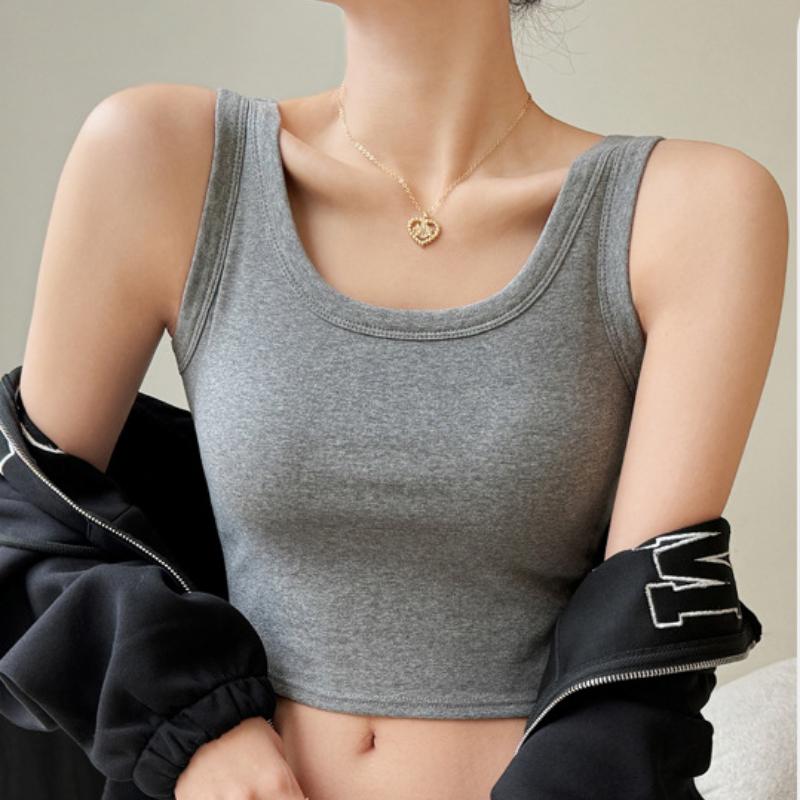 

Короткий стиль из чистого хлопка с интегрированной чашкой-основой и нагрудными вкладышами, маленький жилет на бретелях для женщин, летний сексуальный топ на бретелях для горячих девушек XL