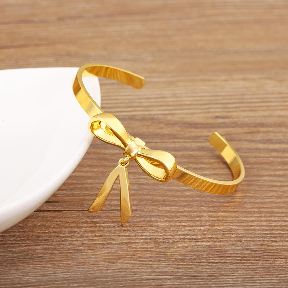 

Nidin New Fashion Lucky Bowknot Shape Open Bangles For Female Vintage Cuff Bracelet Jewelry Engagement Wedding Party Accessories