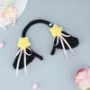 Furry Ear Hairhoop for Women with Bowtie Plush Hairband LolitaStyle Cosplay Headband Party Costume Masquerade Headdress
