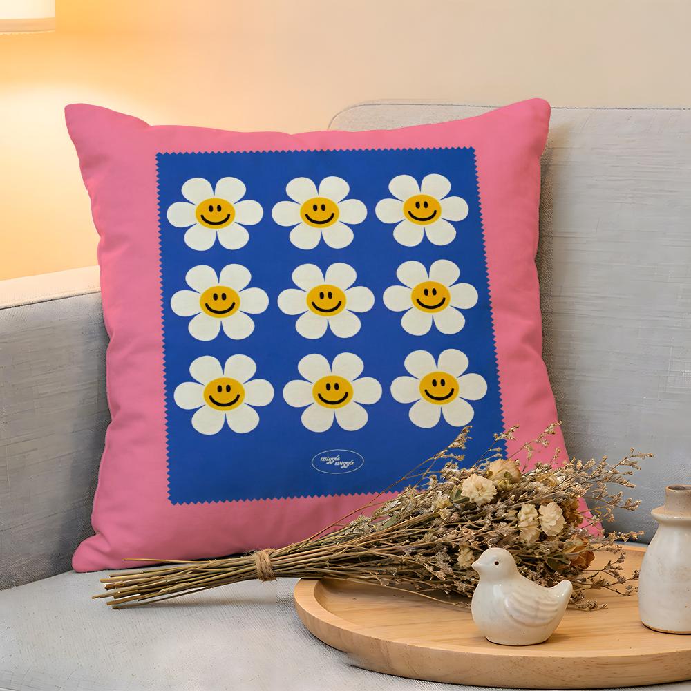 Cushion Cover  Linen  SkinFriendly Soft Decorative Case for Sofa Home Decor Colorful Cute Wwiggle wiggle Pillow cover