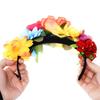 Mexican Rose Flower Crown Headband Day of The Dead Floral Rose Crown Headband Headpiece for Halloween Costume Party Headbands with Colorful Flowers