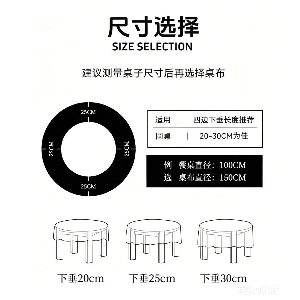 Kitchen Dining Table Living Room Home Use Cotton Fabric Round Tablecloth