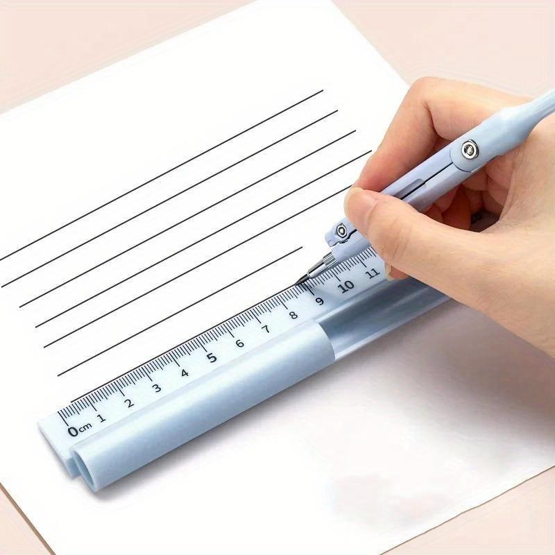 3-in-1-Geometrie-Set mit Zirkel und Lineal, Bleistift, multifunktionaler Zeichenzirkel für die Schule, Mathematik, Geometrie-Werkzeug, Schreibwaren