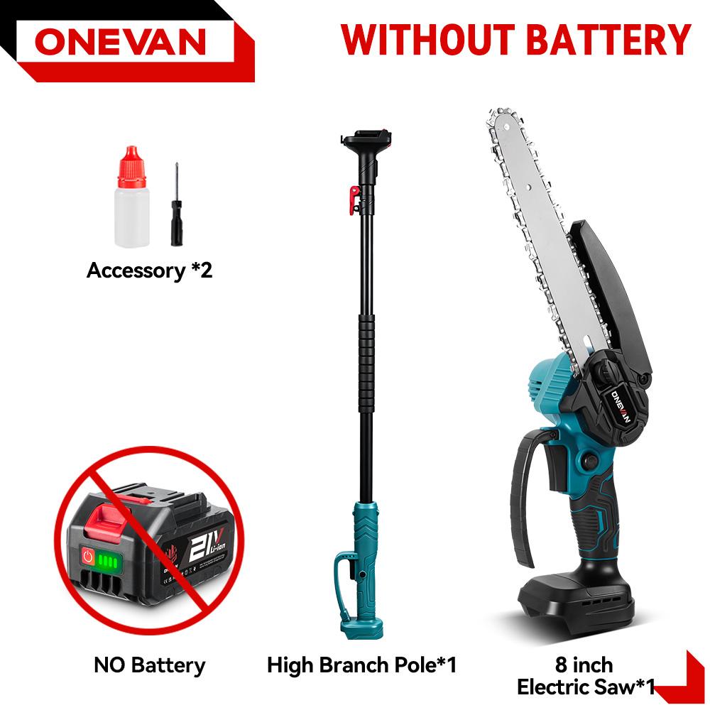 

ONEVAN Бесщеточная электрическая телескопическая штанговая пила для высоких веток с масленкой, садовый кусторез, инструмент для обрезки Without Battery