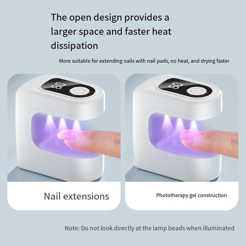Portable Candy Nail Dryer Lamp Mini Quick Drying Manicure Phototherapy Machine Rechargeable with LCD Display Nails Curing Tool