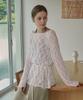VLETI Contrast Neck Raglan Wave Trim Knit & Waist Strin (White)