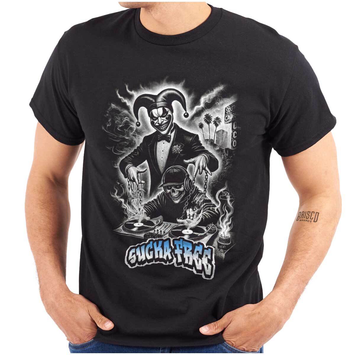 Urban Sucka Free Skeleton DJ Clown Jester MC Womens or Mens Crewneck T Shirt Tee S разноцветный