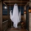 Halloween Ghost Decoration, Large Hanging Swing Ghost with LED String Lights, Battery Powered Ghost Figure for Outdoor Indoor Halloween Party Yard