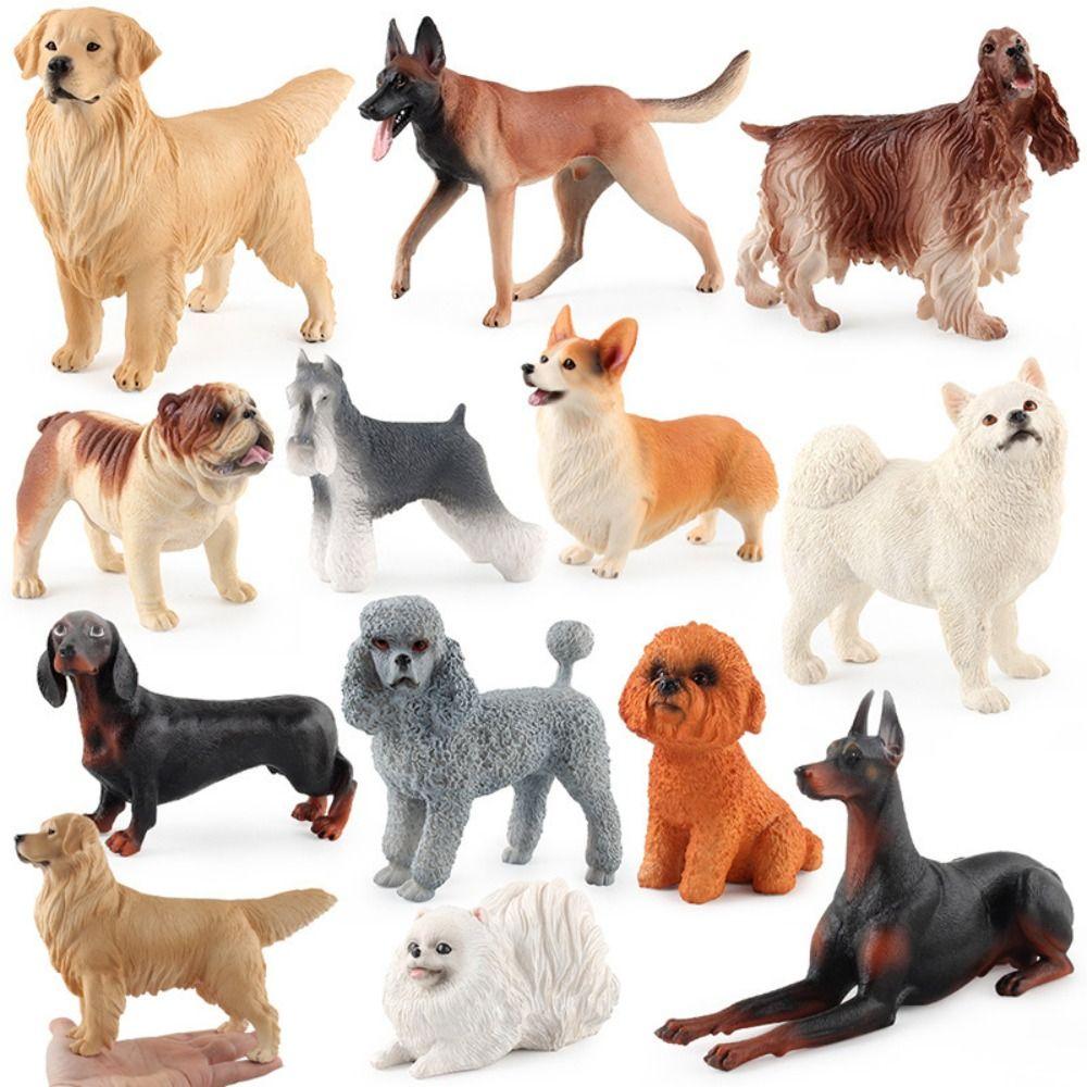 

Solid Dog Figurine Realistic Miniature Animal Model Puppy Pet Collection Style 8