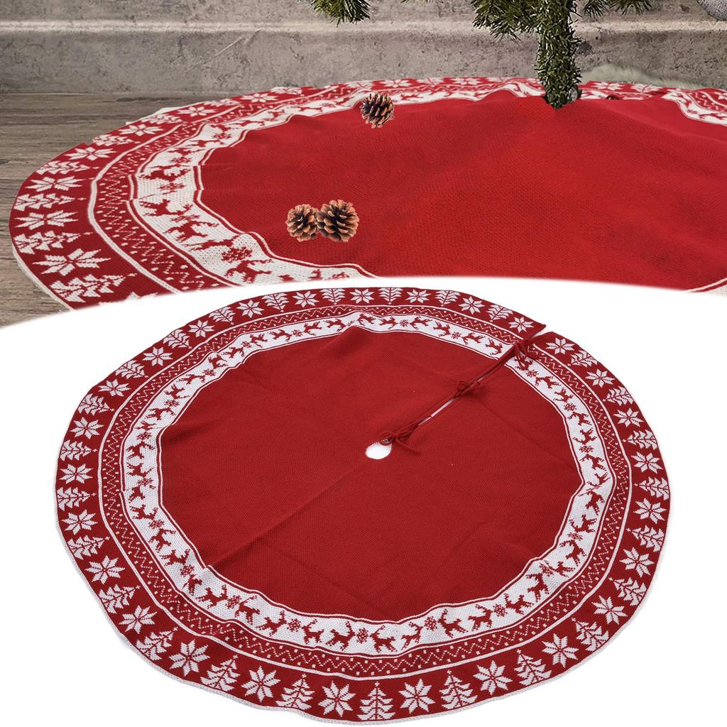 Knitted Christmas Tree Skirt Reusable Xmas Tree Stand Mat Floor  or Home Party Decoration