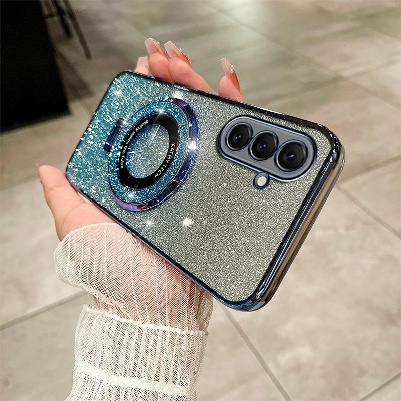 Pouzdro Samsung S24FE Luxury s držákem Glitter Case Pro Samsung Galaxy A15 A25 A35 A24 A14 S23 Plus Note20 Ultra A52 držák pouzdra