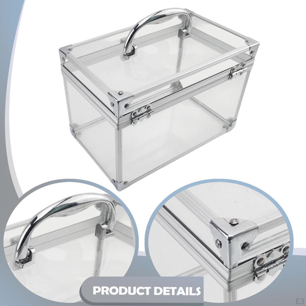 Acrylic Makeup Box with Handle, Display Stand, Portable Crown-shaped Case, Case for Nail
